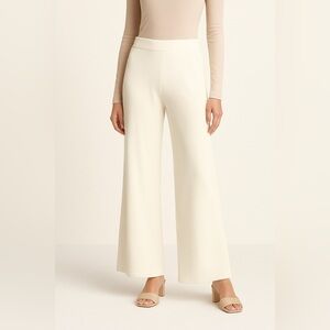 Grace Golden Lady Wide Leg Knit Pants Ivory Pull On Lounge XL NWT Rayon Blend
